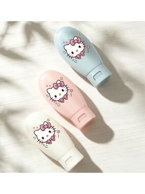 Hello Kitty 3-Piece Refillable Travel Bottle Set – Pink, Blue & Cream